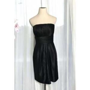 Bill Levkoff Sz 8‎ Black Satin Sleeveless Mini Dress Cocktail Party Formal